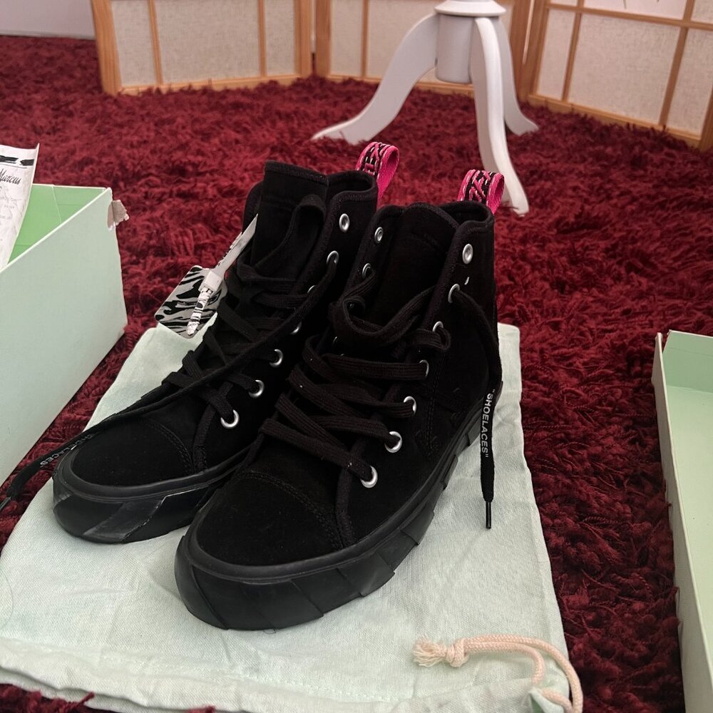 Off-White by Virgil Abloh Mid Top vulcanized black sneaker sz 42/US 8.5 - Picture 9 of 14